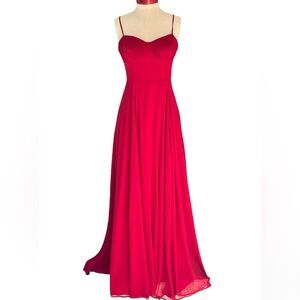 Lulus Cause for Commotion Red Pleated Bustier Maxi Dress Size L